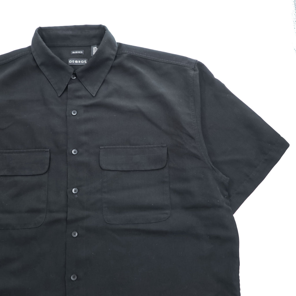 GEORGE 90年代 ヴィンテージ 半袖ワークシャツ XL ブラック SUEDED ボックスシルエット