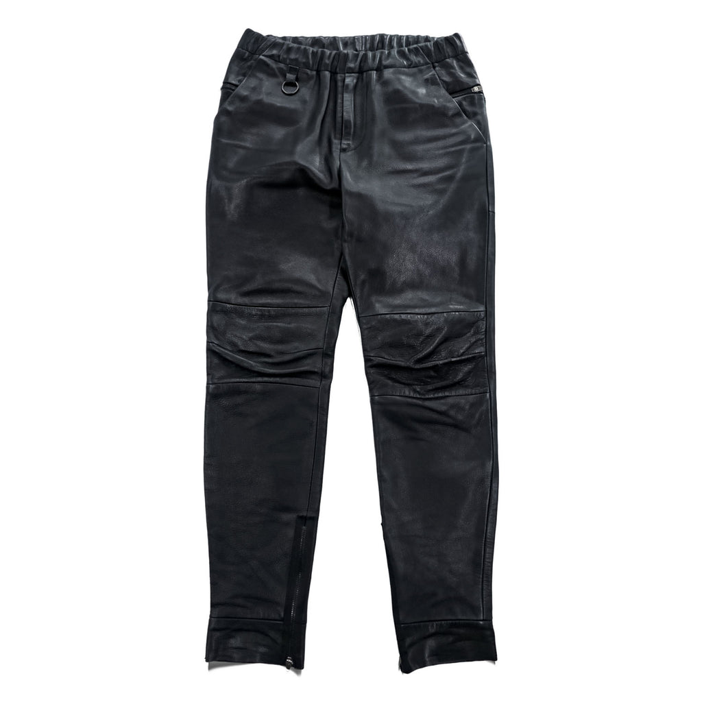 SUNSEA 日本製 レザーパンツ Leather Flea Market Pants 1 ブラック 裾ジップ スリット SNS-14A49