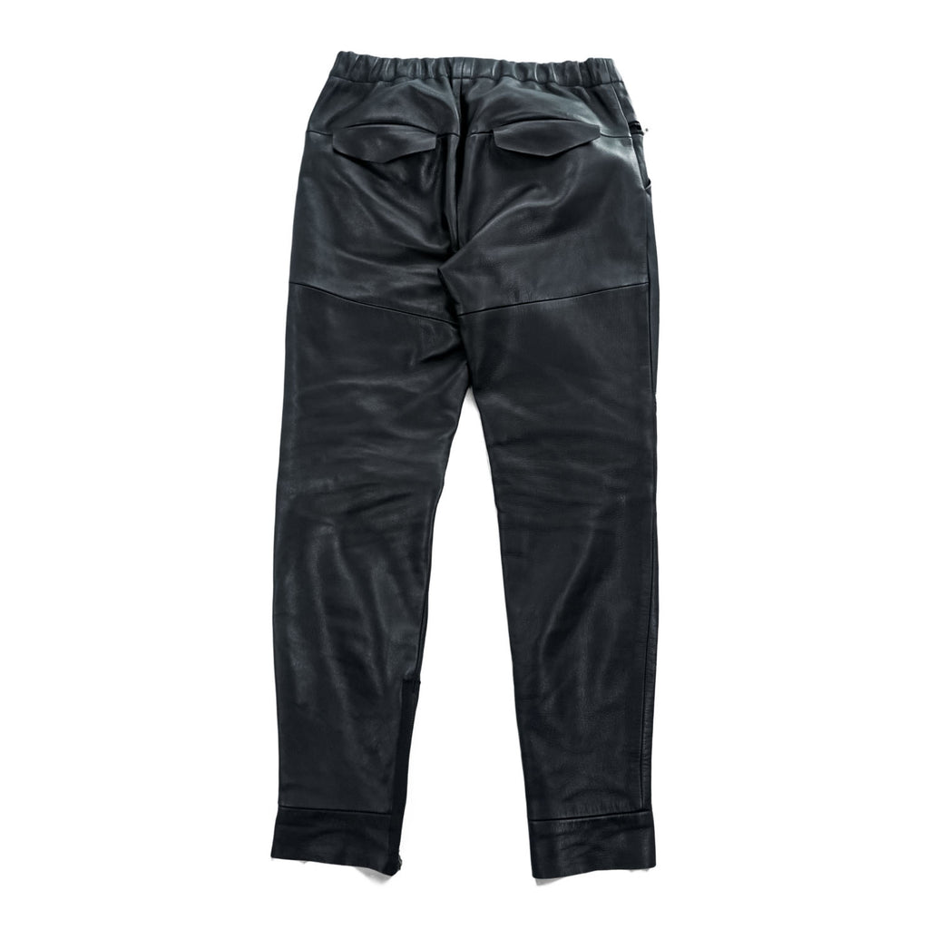 SUNSEA 日本製 レザーパンツ Leather Flea Market Pants 1 ブラック 裾ジップ スリット SNS-14A49