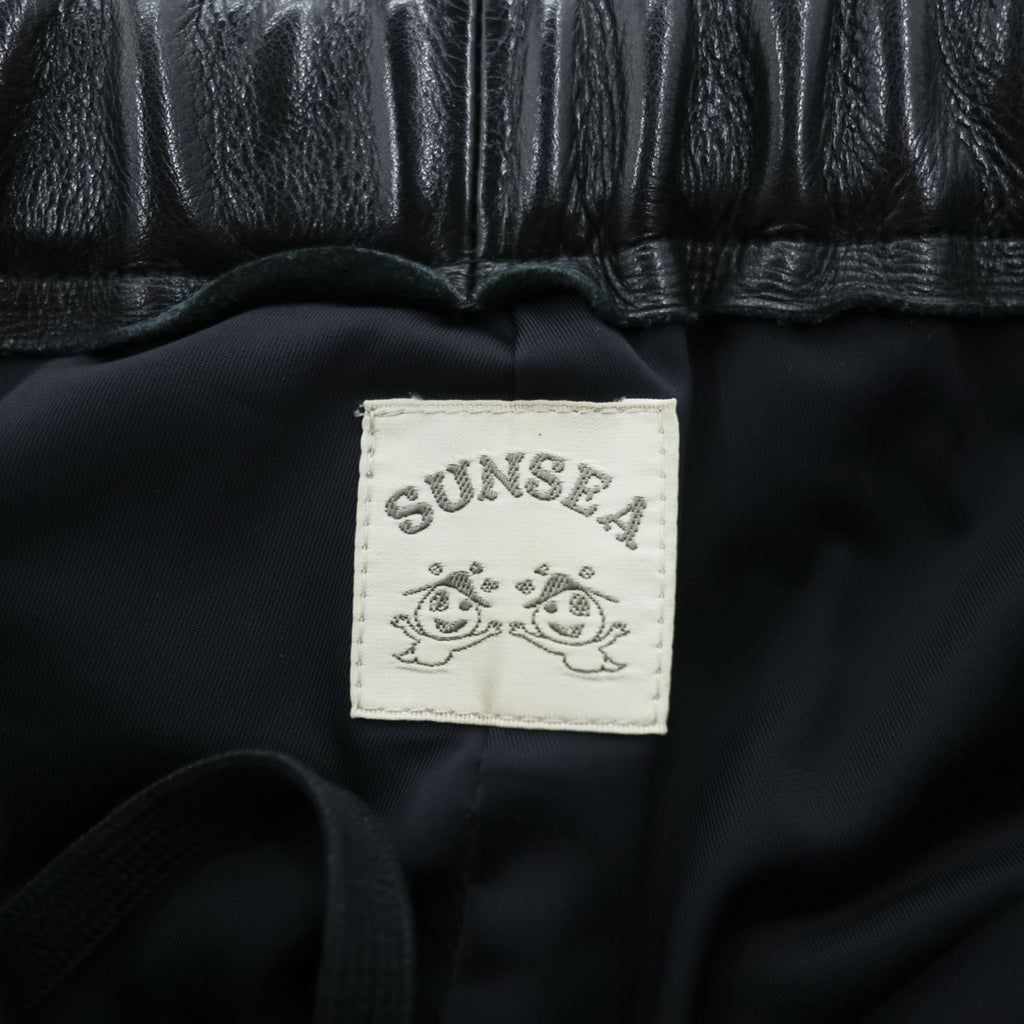 SUNSEA 日本製 レザーパンツ Leather Flea Market Pants 1 ブラック 裾ジップ スリット SNS-14A49