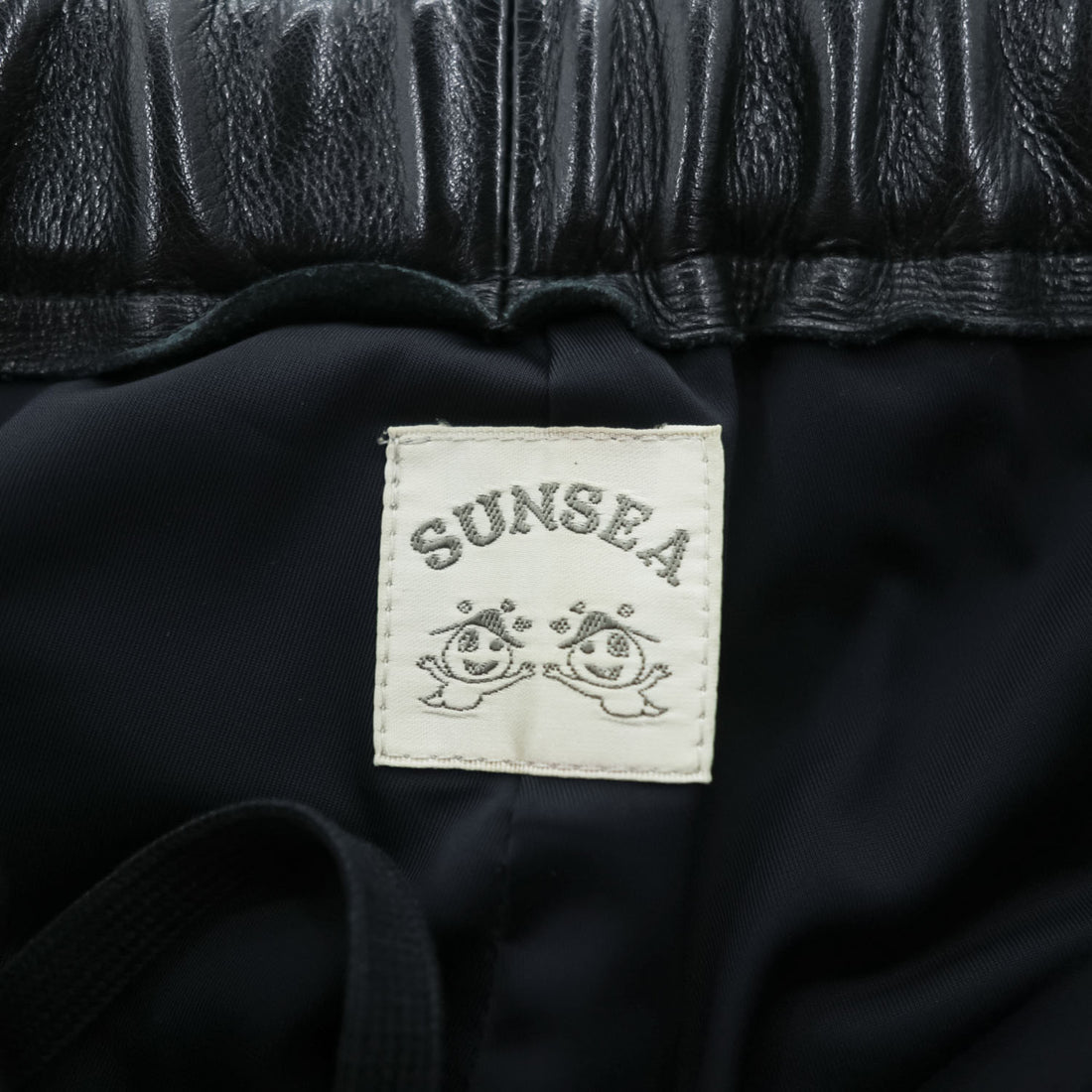 SUNSEA 日本製 レザーパンツ Leather Flea Market Pants 1 ブラック 裾ジップ スリット SNS-14A49