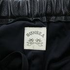 SUNSEA 日本製 レザーパンツ Leather Flea Market Pants 1 ブラック 裾ジップ スリット SNS-14A49