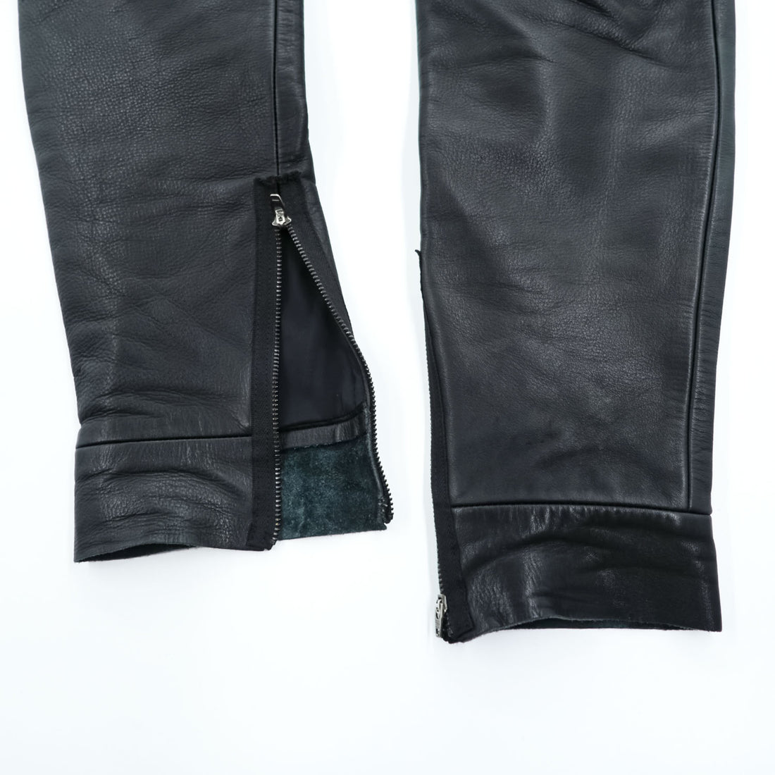 SUNSEA 日本製 レザーパンツ Leather Flea Market Pants 1 ブラック 裾ジップ スリット SNS-14A49