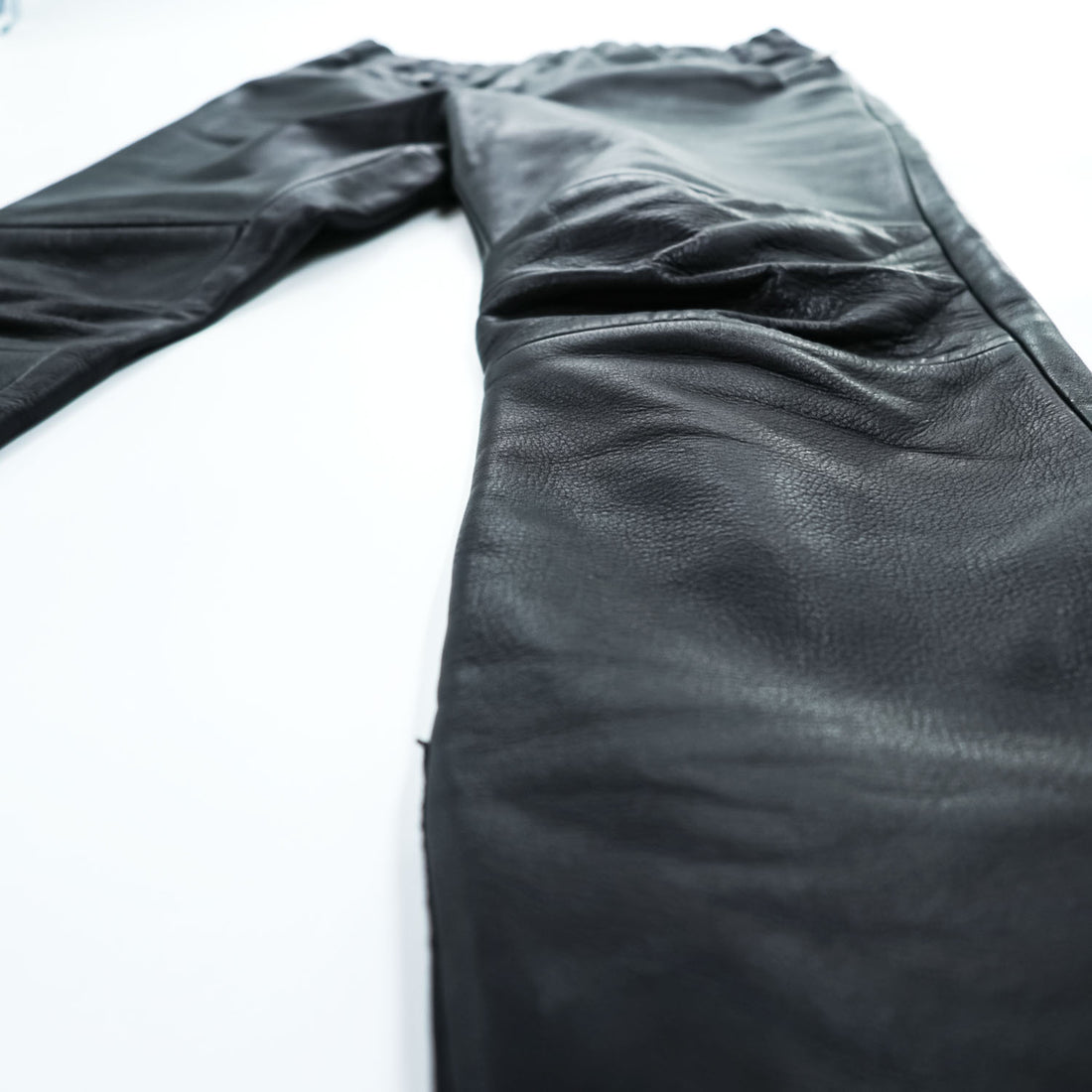 SUNSEA 日本製 レザーパンツ Leather Flea Market Pants 1 ブラック 裾ジップ スリット SNS-14A49