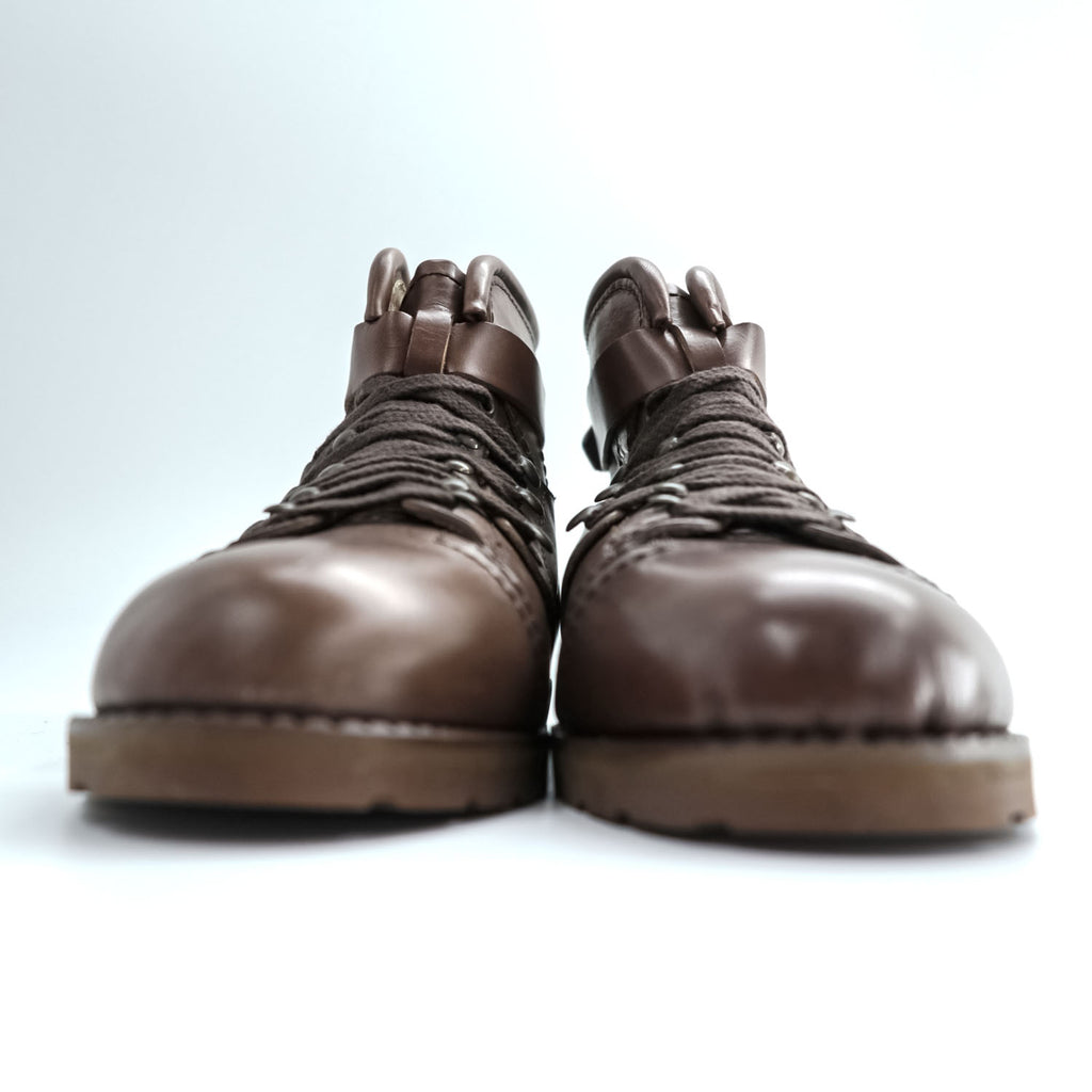 Y's ( Yohji Yamamoto ) レザー アンクルブーツ 24.5cm ブラウン ベルトストラップ レースアップ 101-905
