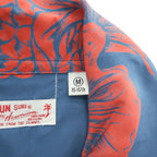 SUN SURF 日本製 アロハシャツ 半袖 オープンカラーシャツ M オレンジ ブルー PINEAPPLE BORDER 開襟 SS35651