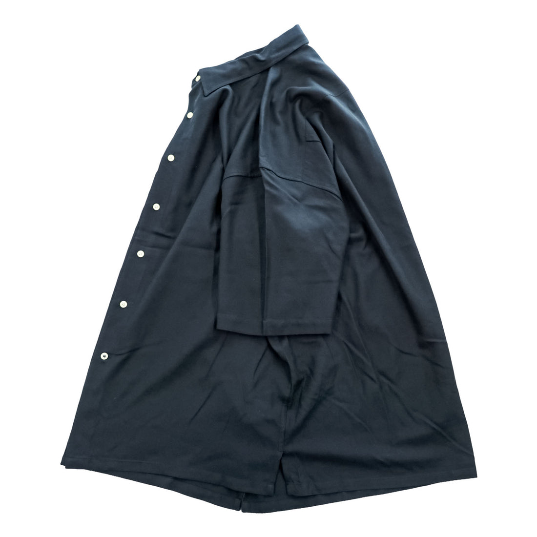 NAUTICA 半袖 シルク シャツ L ブラック EASY CARE SILK BLEND ワンポイントロゴ ボックスシルエット