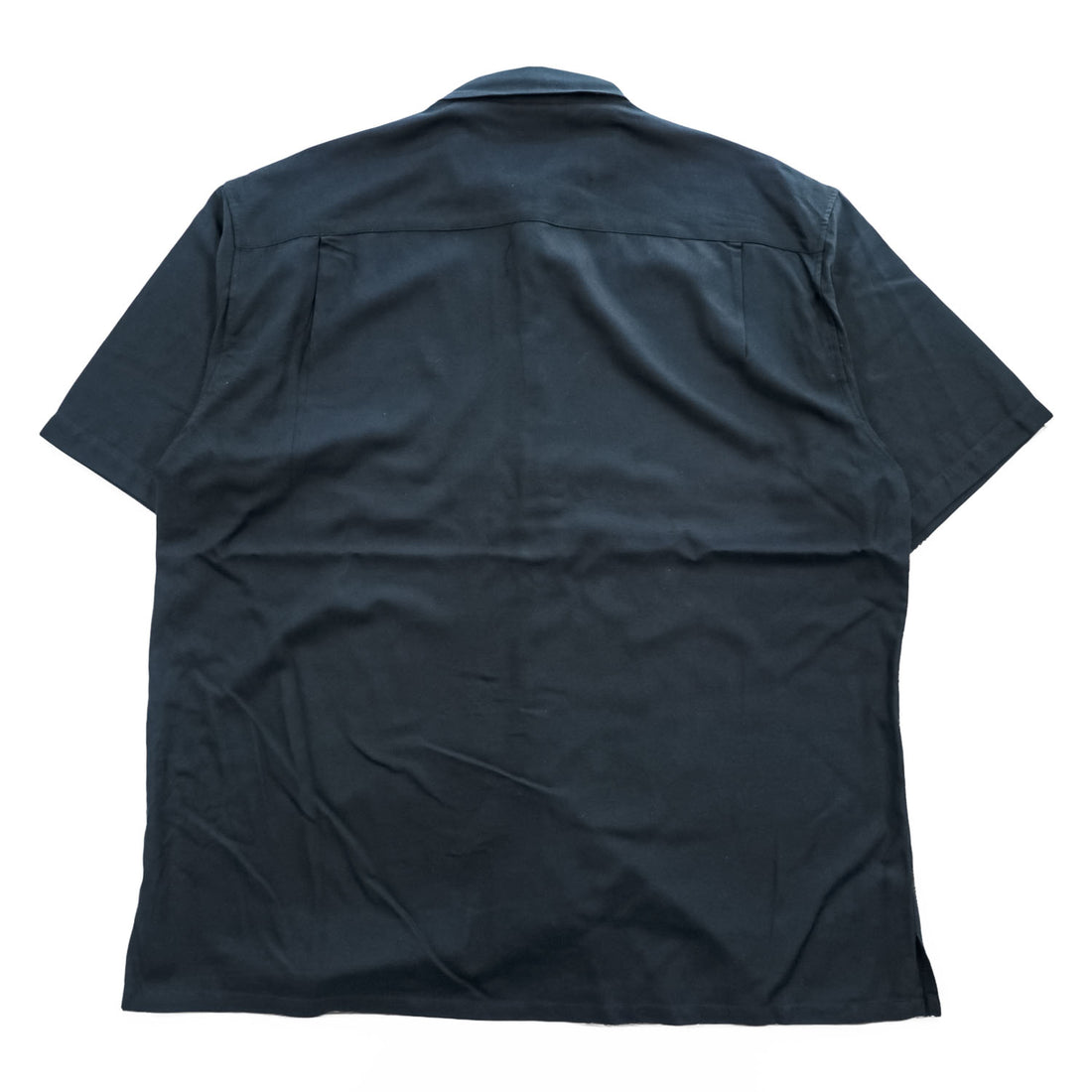 NAUTICA 半袖 シルク シャツ L ブラック EASY CARE SILK BLEND ワンポイントロゴ ボックスシルエット