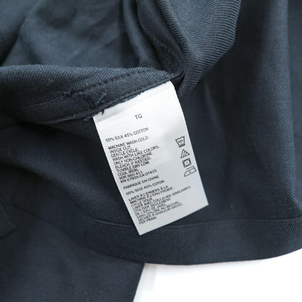 NAUTICA 半袖 シルク シャツ L ブラック EASY CARE SILK BLEND ワンポイントロゴ ボックスシルエット