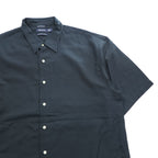 NAUTICA 半袖 シルク シャツ L ブラック EASY CARE SILK BLEND ワンポイントロゴ ボックスシルエット