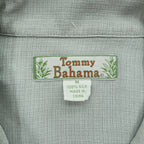 Tommy Bahama 90年代 ヴィンテージ 100%シルク 半袖 キャンプシャツ M グリーン 開襟 オープンカラー ボックスシルエット