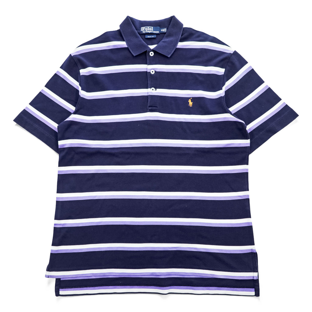 Polo Ralph Lauren 90年代 ヴィンテージ ポロシャツ M ネイビー ボーダー スモールポニー ロゴ 刺繍 GOLF FIT