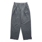 ZARA 2タック ワイド スラックス パンツ M グレー ストレッチ プリーツ ダブルカフス