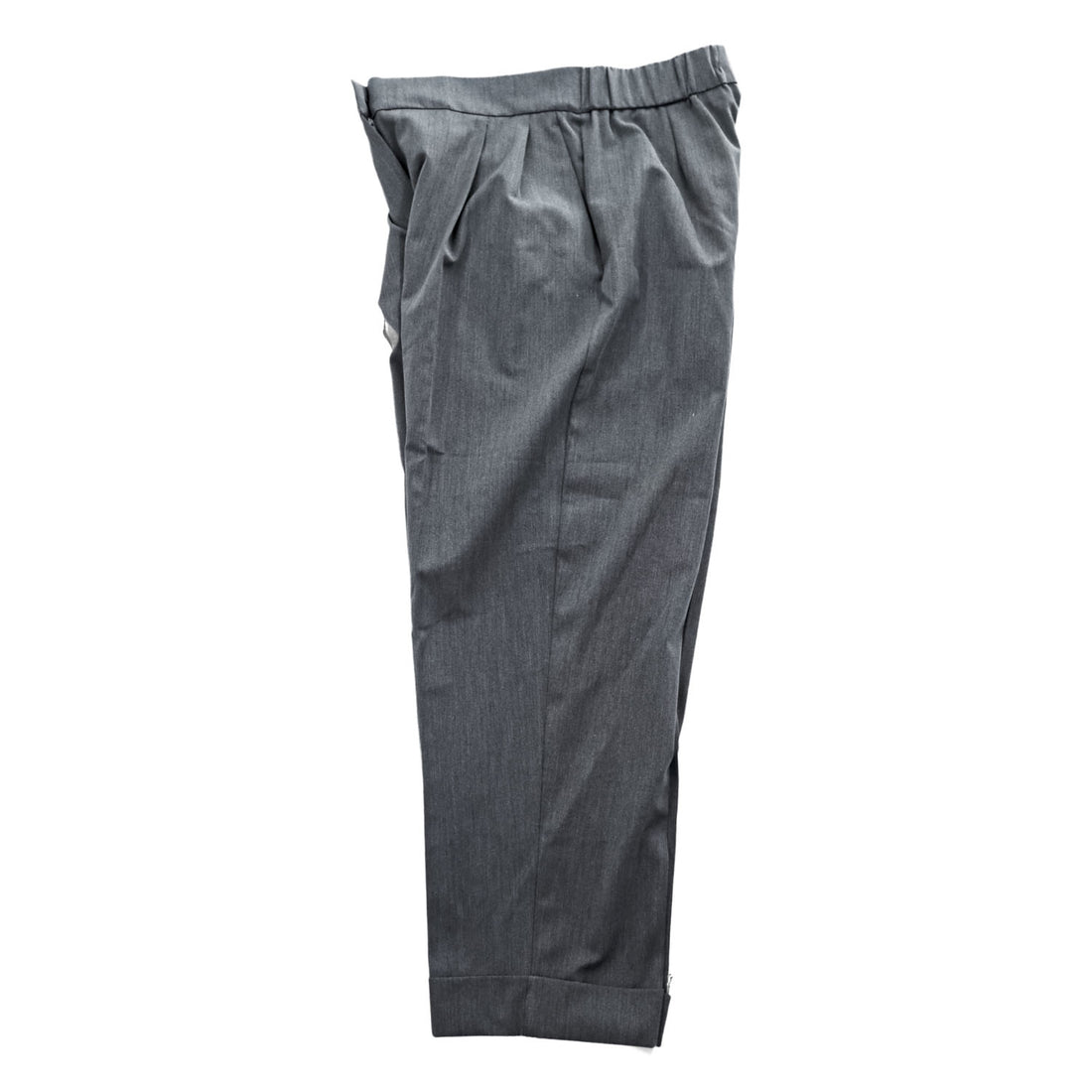 ZARA 2タック ワイド スラックス パンツ M グレー ストレッチ プリーツ ダブルカフス