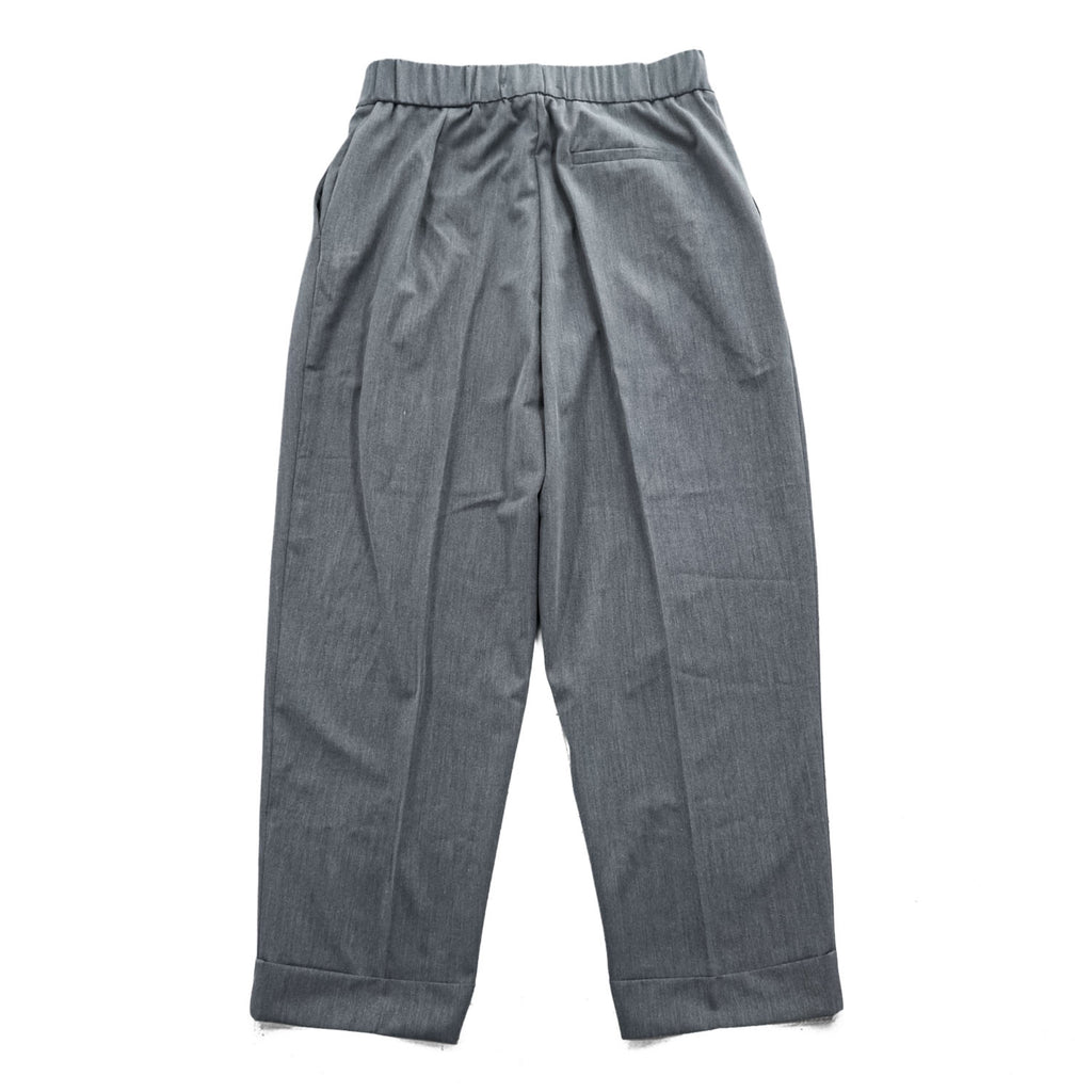 ZARA 2タック ワイド スラックス パンツ M グレー ストレッチ プリーツ ダブルカフス
