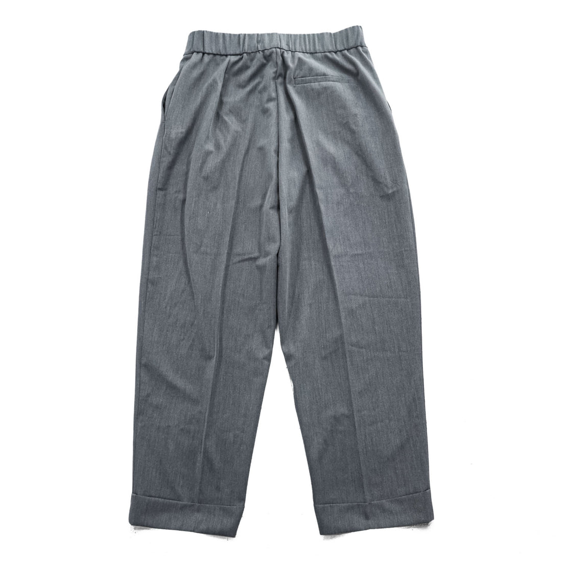 ZARA 2タック ワイド スラックス パンツ M グレー ストレッチ プリーツ ダブルカフス