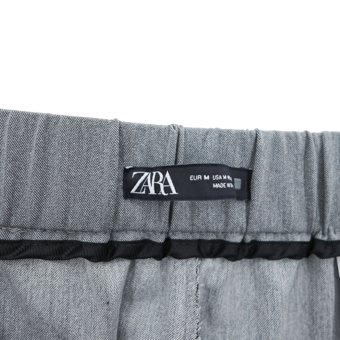 ZARA 2タック ワイド スラックス パンツ M グレー ストレッチ プリーツ ダブルカフス