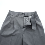 ZARA 2タック ワイド スラックス パンツ M グレー ストレッチ プリーツ ダブルカフス
