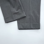 ZARA 2タック ワイド スラックス パンツ M グレー ストレッチ プリーツ ダブルカフス