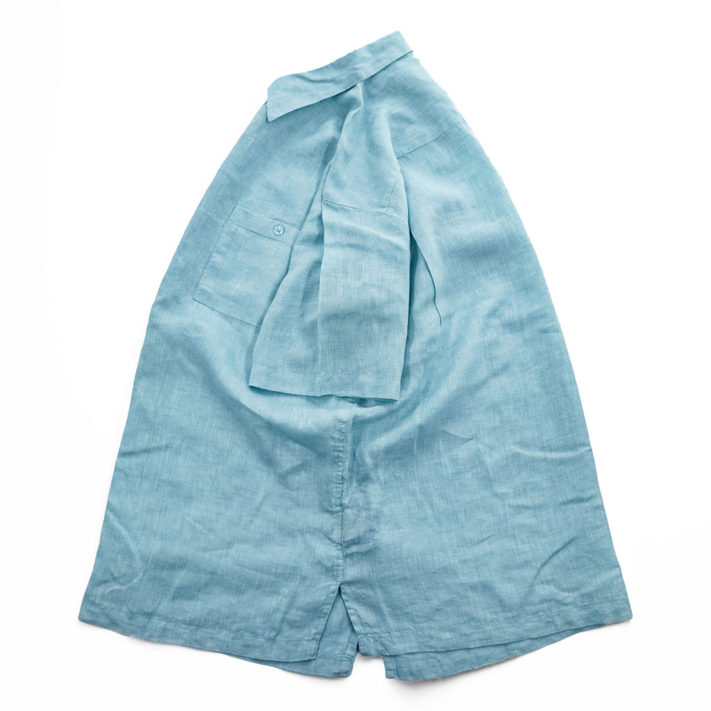 Weekender 半袖 リネン シャツ XL サックスブルー 麻100% ビッグサイズ Finest Linen 胸ポケット