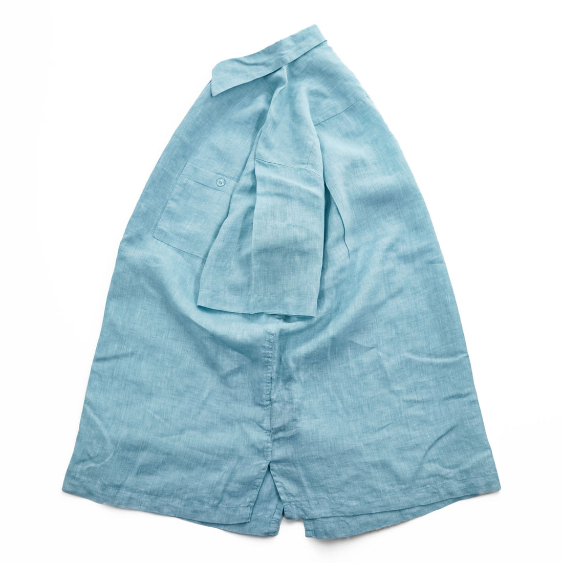 Weekender 半袖 リネン シャツ XL サックスブルー 麻100% ビッグサイズ Finest Linen 胸ポケット