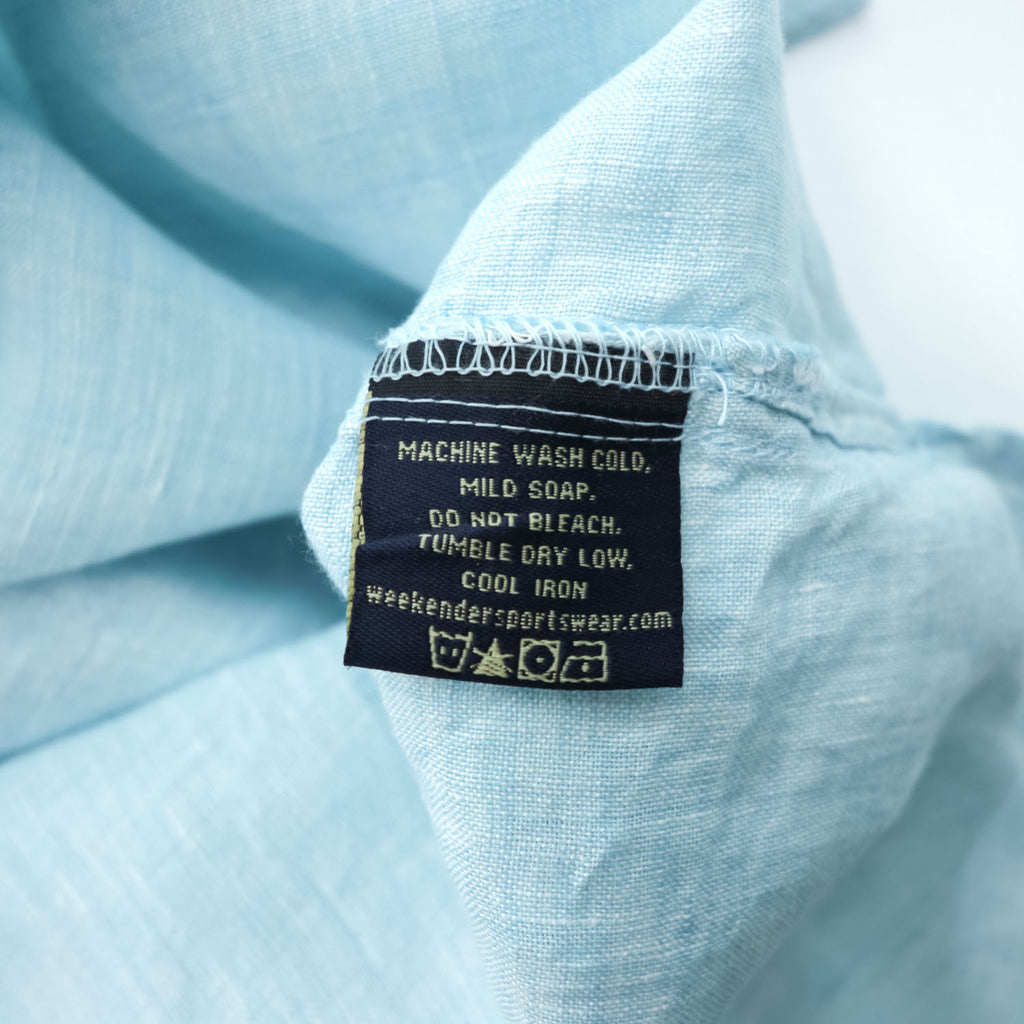 Weekender 半袖 リネン シャツ XL サックスブルー 麻100% ビッグサイズ Finest Linen 胸ポケット