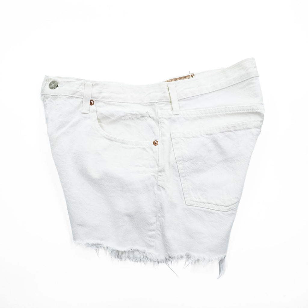Polo Ralph Lauren ダメージ加工 カットオフ ショートパンツ L ホワイト デニム レザーパッチ
