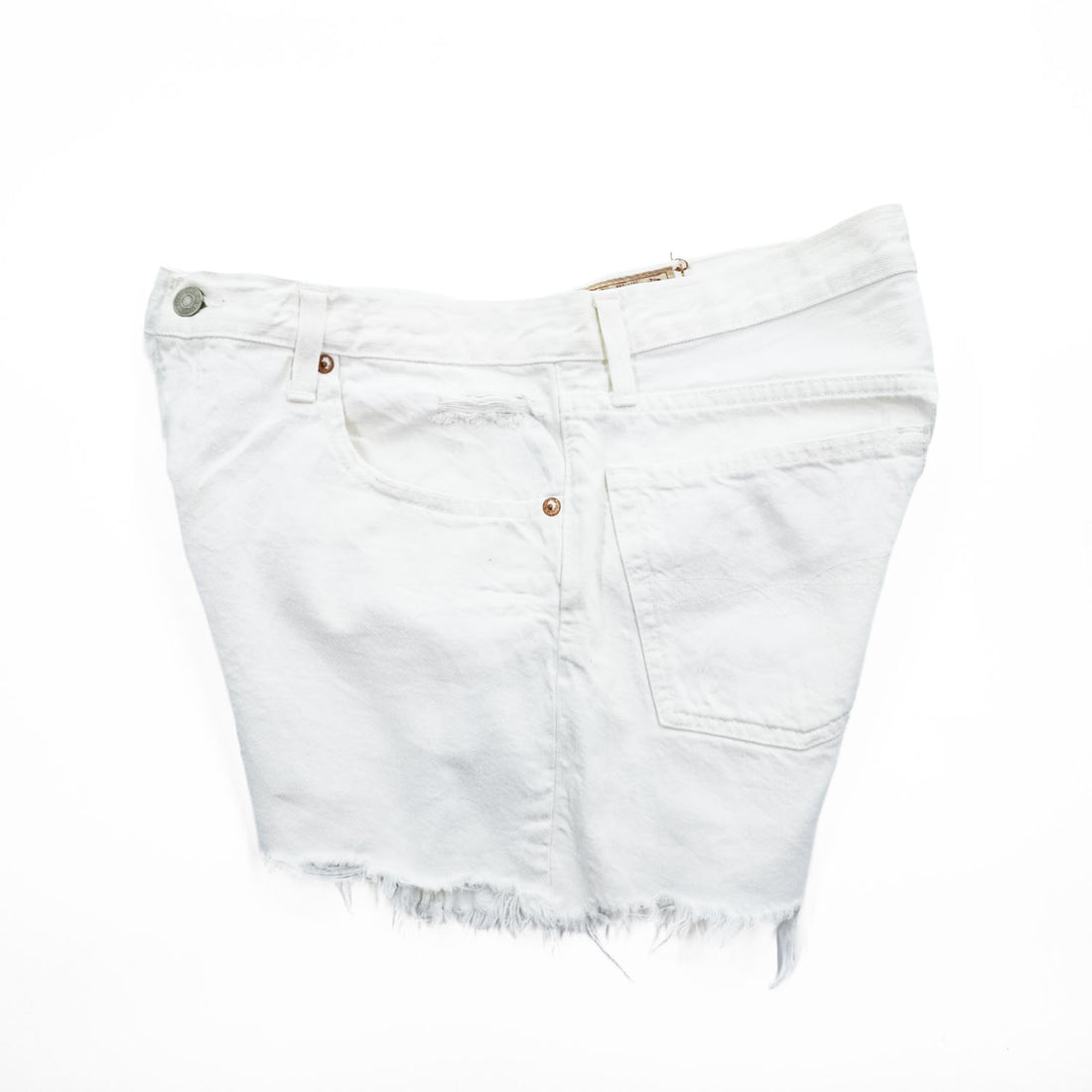 Polo Ralph Lauren ダメージ加工 カットオフ ショートパンツ L ホワイト デニム レザーパッチ