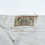 Polo Ralph Lauren ダメージ加工 カットオフ ショートパンツ L ホワイト デニム レザーパッチ