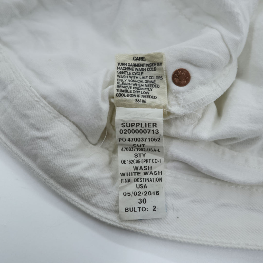 Polo Ralph Lauren ダメージ加工 カットオフ ショートパンツ L ホワイト デニム レザーパッチ