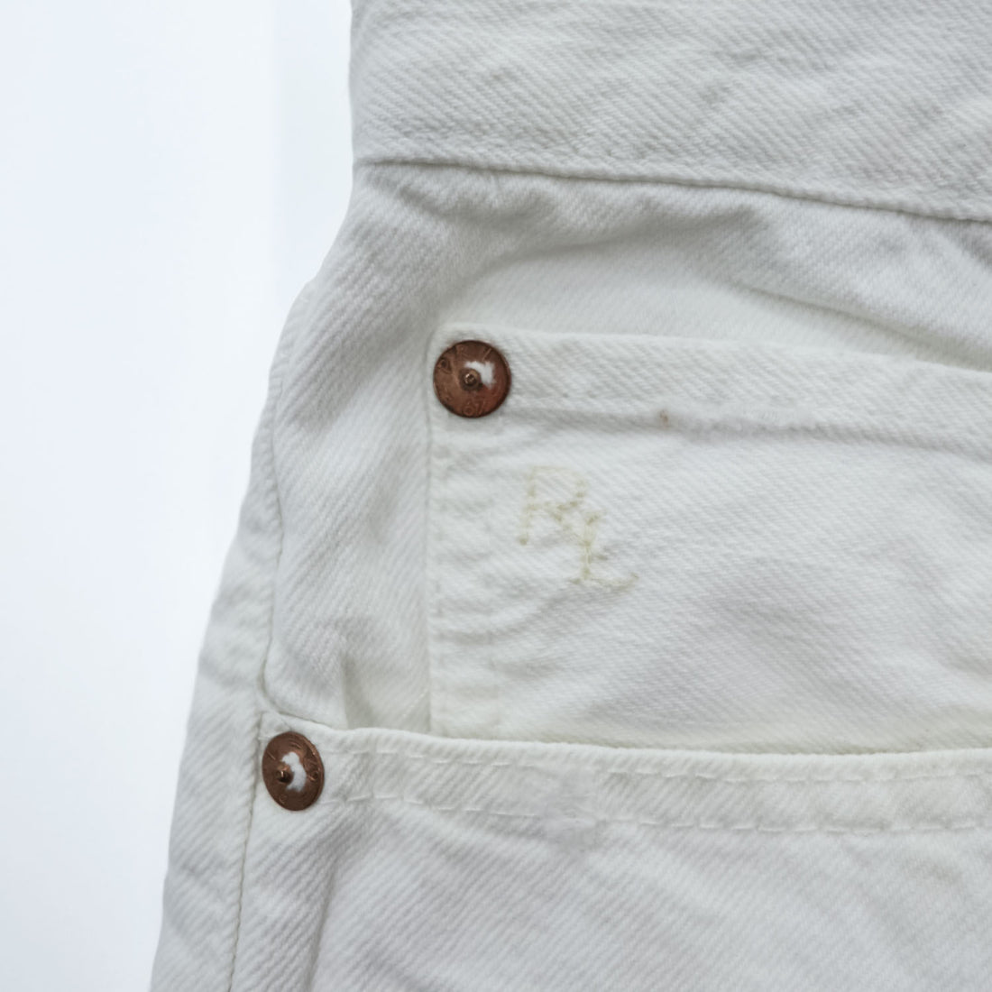 Polo Ralph Lauren ダメージ加工 カットオフ ショートパンツ L ホワイト デニム レザーパッチ