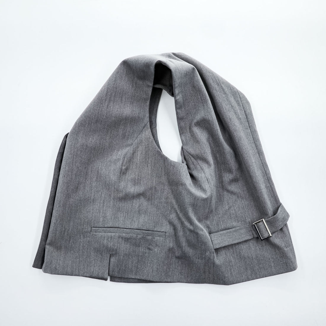 ZARA ジレ スーツベスト L グレー ストレッチ シンチバック ベルト