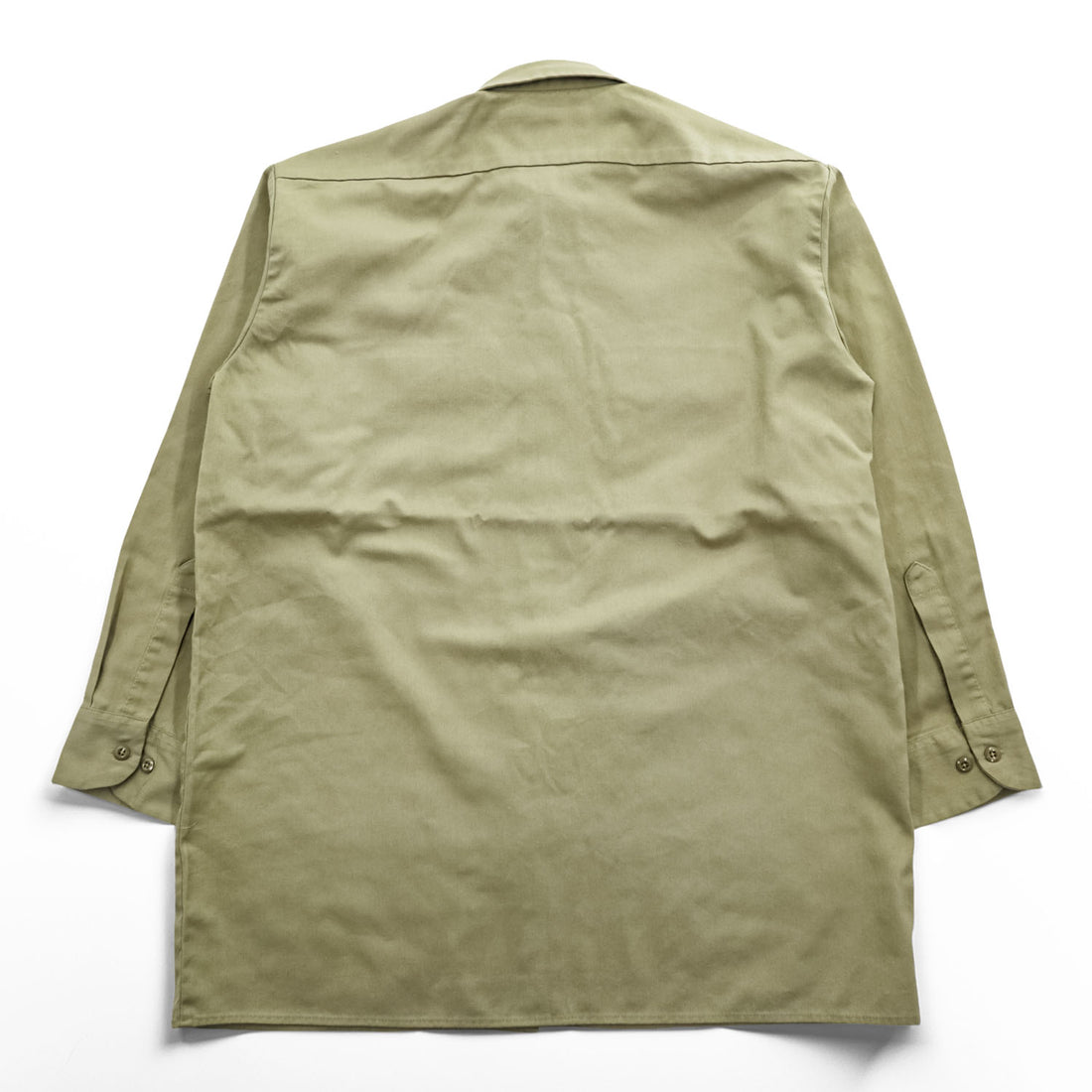Dickies 長袖 ワークシャツ L カーキ ベージュ TCツイル ダブルポケット