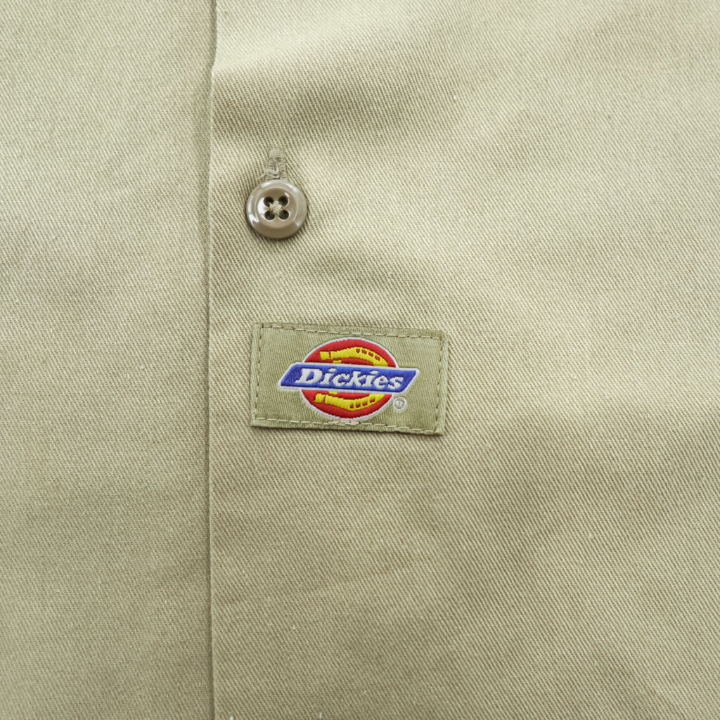 Dickies 長袖 ワークシャツ L カーキ ベージュ TCツイル ダブルポケット