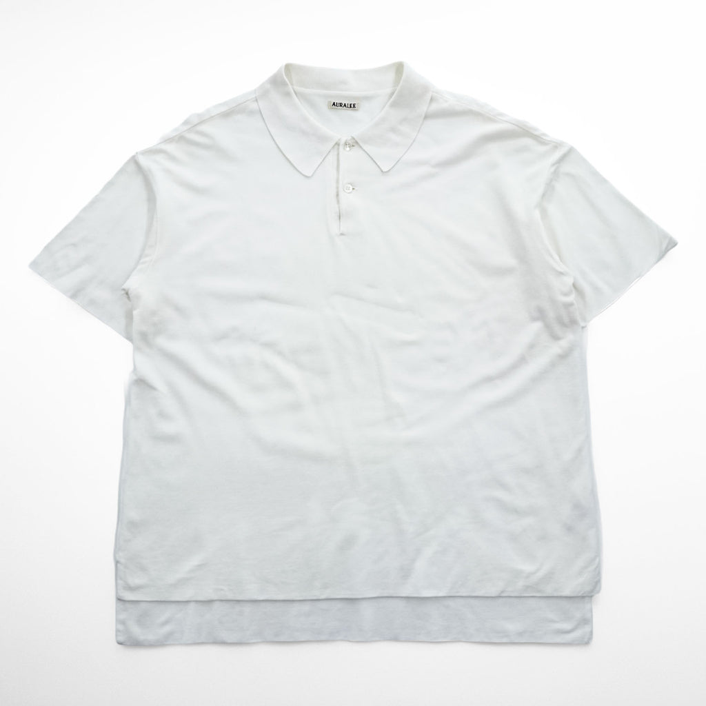 AURALEE 日本製 ポロシャツ 3 ホワイト PIQUE DOUBLE CLOTH POLO コットン A7SP01HK