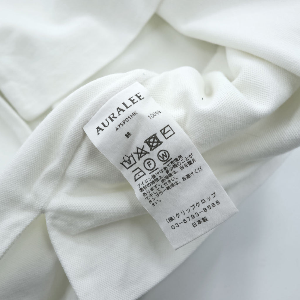 AURALEE 日本製 ポロシャツ 3 ホワイト PIQUE DOUBLE CLOTH POLO コットン A7SP01HK