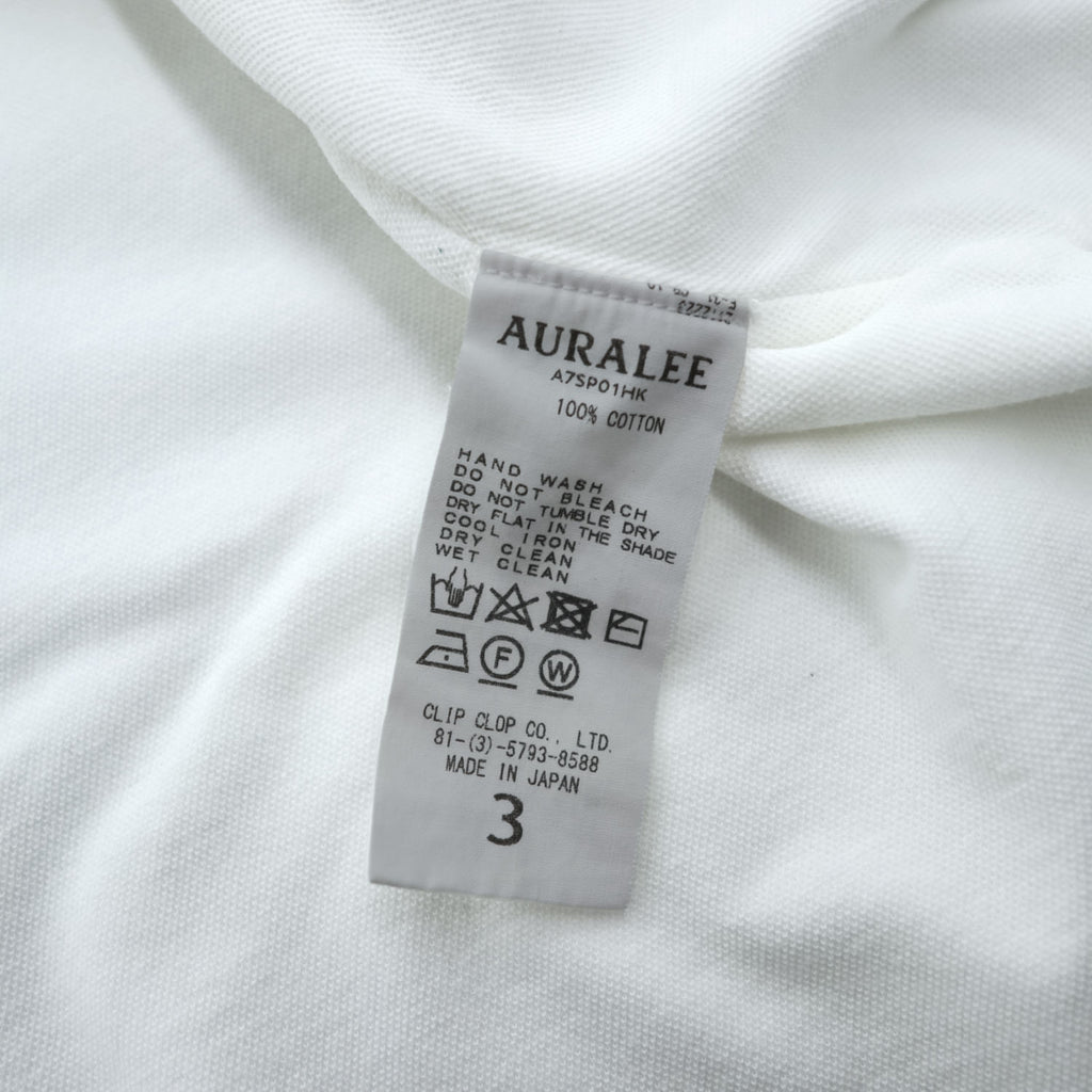 AURALEE 日本製 ポロシャツ 3 ホワイト PIQUE DOUBLE CLOTH POLO コットン A7SP01HK