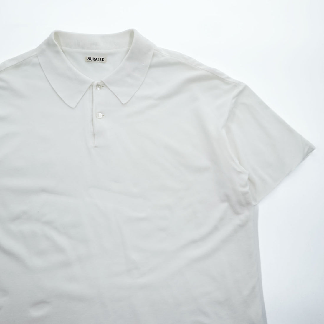 AURALEE 日本製 ポロシャツ 3 ホワイト PIQUE DOUBLE CLOTH POLO コットン A7SP01HK