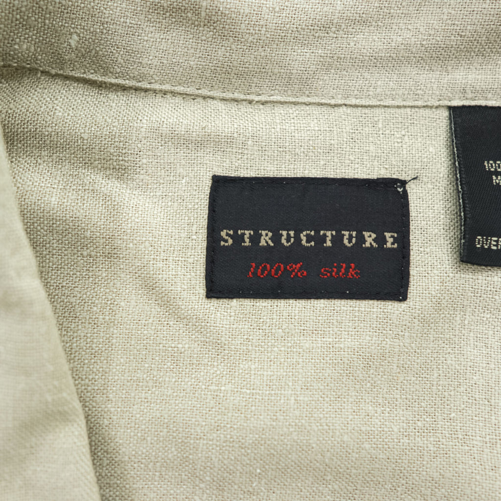 90年代 ヴィンテージ 半袖 シルク オープンカラーシャツ STRUCTURE 100%シルク XL ベージュ 開襟