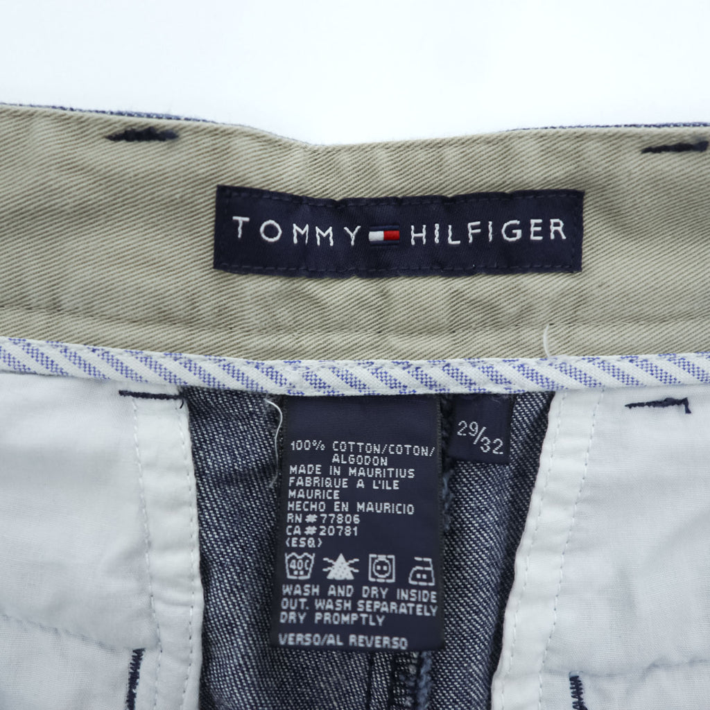 TOMMY HILFIGER 90年代 ヴィンテージ 2タック デニムスラックス パンツ W29 プリーツ ダブルカフス トラウザーズ テーパード