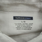 VAN HEUSEN STUDIO 00年代 ヴィンテージ 半袖 レーヨン シャツ L ベージュ ブラウン バイカラー