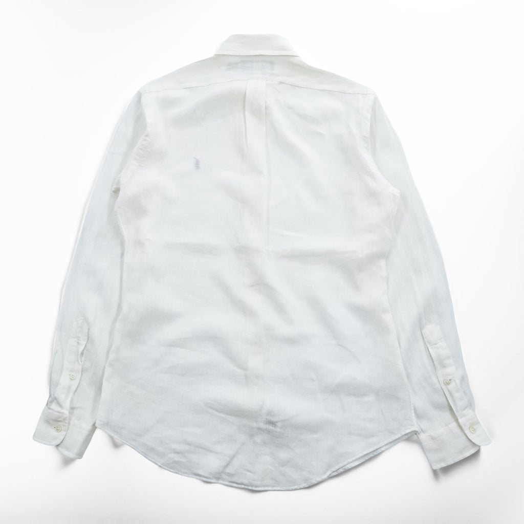 Polo Ralph Lauren 90年代 ヴィンテージ 長袖 シャツ S ホワイト スモールポニー ロゴ 刺繍 CUSTOM FIT ボタンダウン