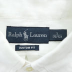 Polo Ralph Lauren 90年代 ヴィンテージ 長袖 シャツ S ホワイト スモールポニー ロゴ 刺繍 CUSTOM FIT ボタンダウン