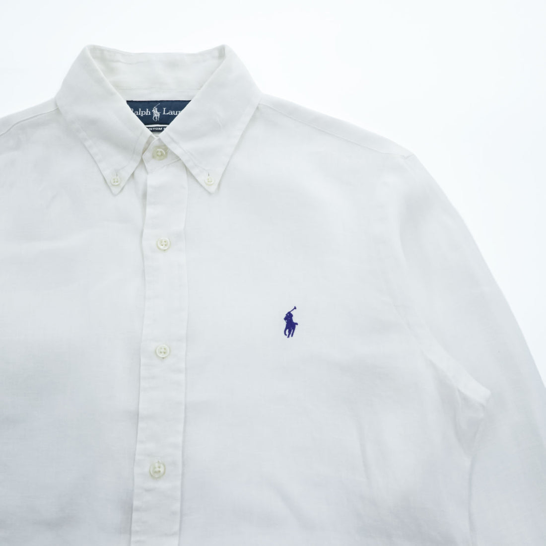 Polo Ralph Lauren 90年代 ヴィンテージ 長袖 シャツ S ホワイト スモールポニー ロゴ 刺繍 CUSTOM FIT ボタンダウン