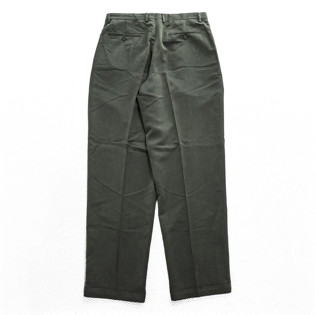 90年代 ヴィンテージ 2タック ワイド スラックス Claiborne W34 L32 オリーブ グレーグリーン プリーツ ダブルカフス テーパード パンツ