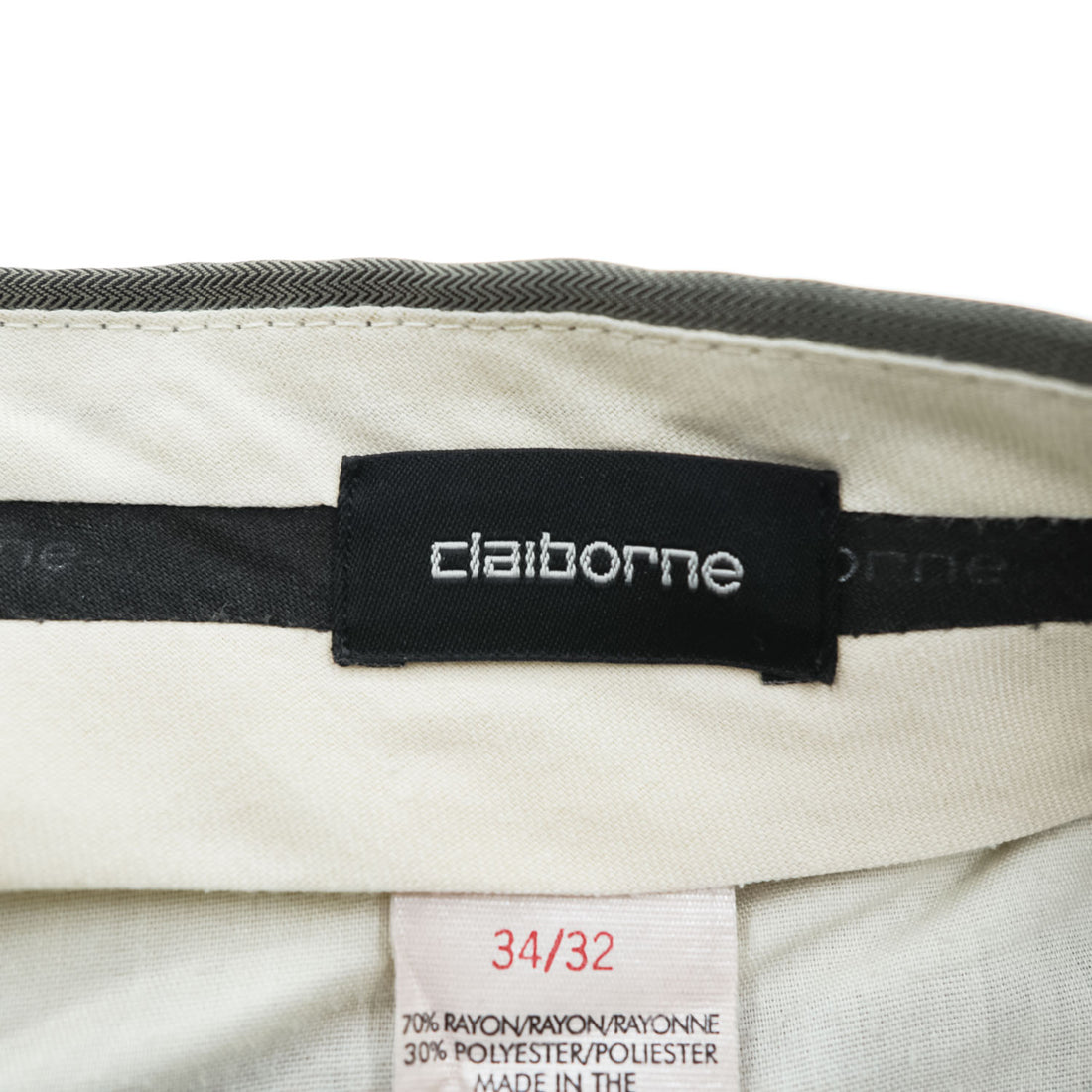 90年代 ヴィンテージ 2タック ワイド スラックス Claiborne W34 L32 オリーブ グレーグリーン プリーツ ダブルカフス テーパード パンツ