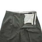 90年代 ヴィンテージ 2タック ワイド スラックス Claiborne W34 L32 オリーブ グレーグリーン プリーツ ダブルカフス テーパード パンツ