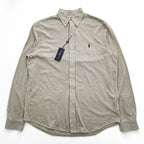 Polo Ralph Lauren 長袖 メッシュ シャツ L ベージュ FEATHER WEIGHT MESH 鹿の子 ボタンダウン 未使用品