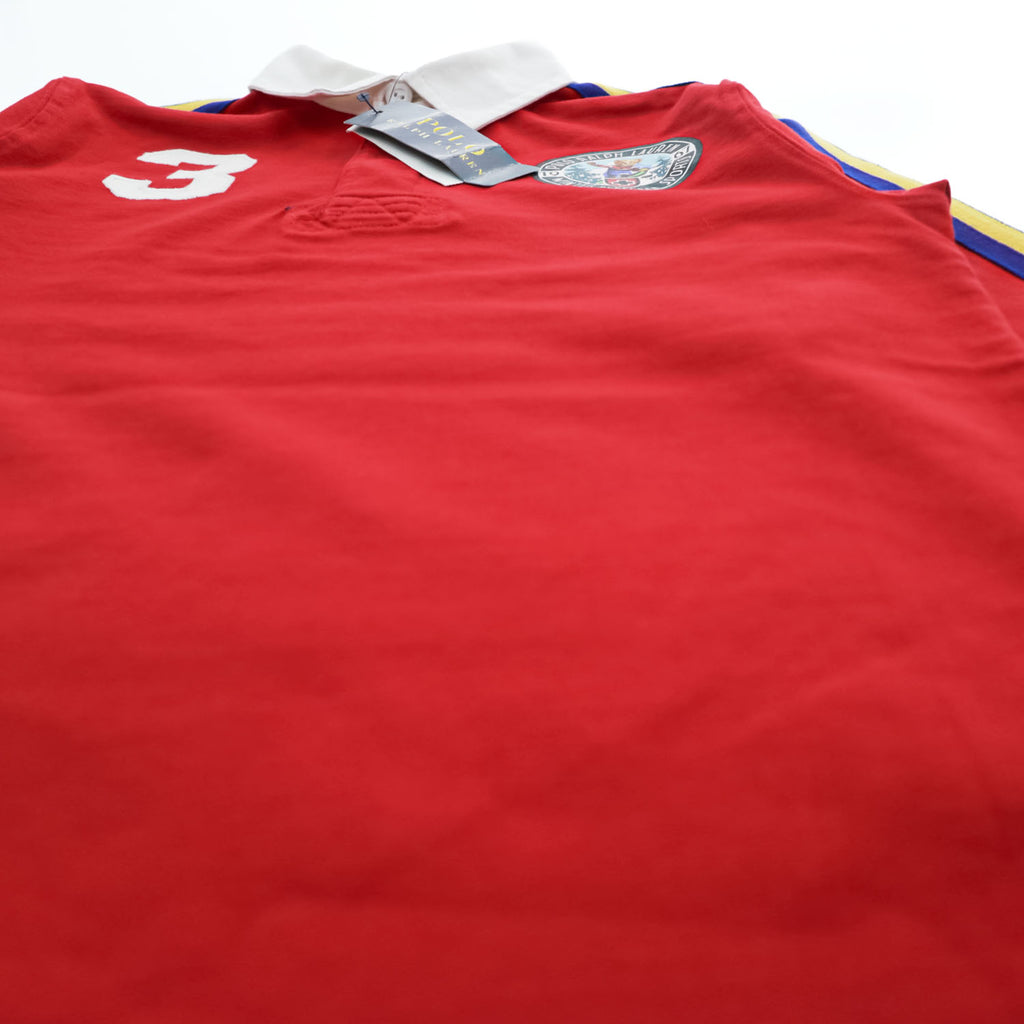 Polo Ralph Lauren ラガーシャツ M レッド ポロベア サイドライン 未使用品