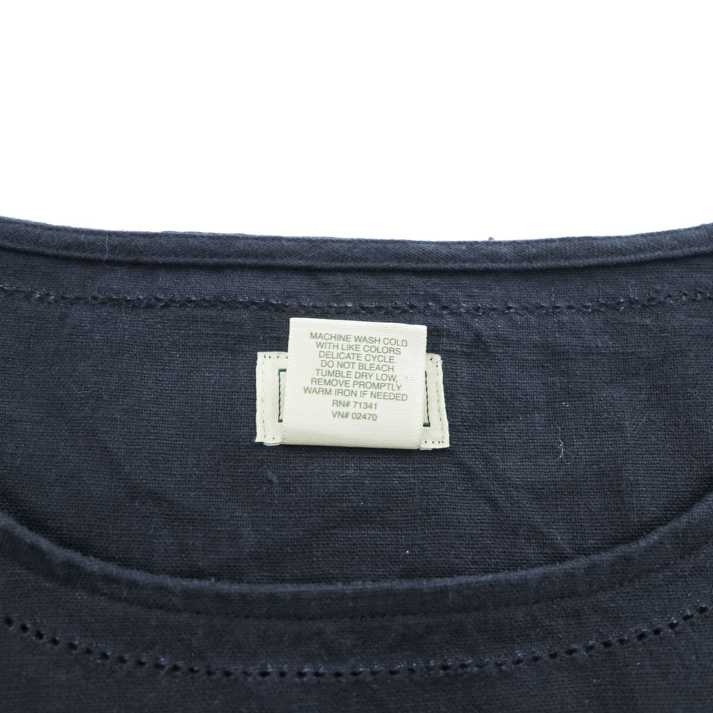 L.L.Bean 半袖 リネン ワンピース S ダークネイビー 麻100% 269545
